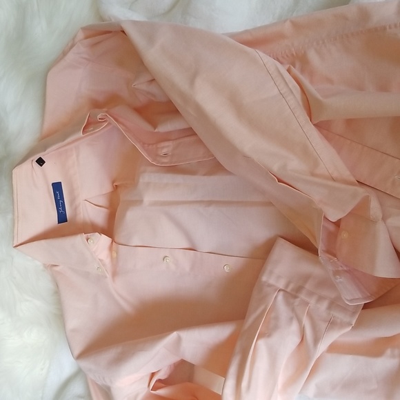 Johnny Kent men's peach color button down shirt in excellent preowned condition - Picture 5 of 6